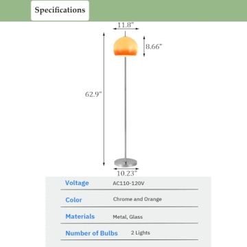 Aeyee Glass Floor Lamp with Orange Dome Shade