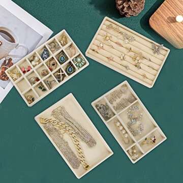 Ptaedex Stackable Velvet Jewelry Trays Organizer for Drawers, Small Jewelry Drawer Organizer Display...