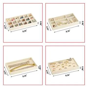 Ptaedex Stackable Velvet Jewelry Trays for Drawers