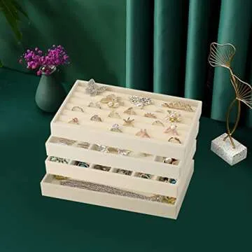 Ptaedex Stackable Velvet Jewelry Trays for Drawers