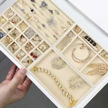 Ptaedex Stackable Velvet Jewelry Trays for Drawers