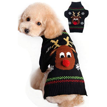 Adorable BOBIBI Christmas Reindeer Dog Sweater - Warm & Cute Winter Knitwear