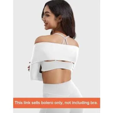YEOREO Women Crop Top Long Sleeve Bolero Open Front Workout Bell Sleeve Cropped Shirts Sports Shrug White M