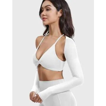 YEOREO Women Crop Top Long Sleeve Bolero Open Front Workout Bell Sleeve Cropped Shirts Sports Shrug White M