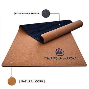 Namasana Yoga Mat-Eco Friendly Non Slip Durable for Yoga, Pilates, Floor Exercises Fitness. Natural Cork with Natural Rubber Back. Custom Design. Mat Includes Carrying Strap (Brown)