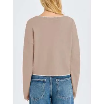 Saodimallsu Cropped V Neck Sweater for Women - Trendy & Cozy