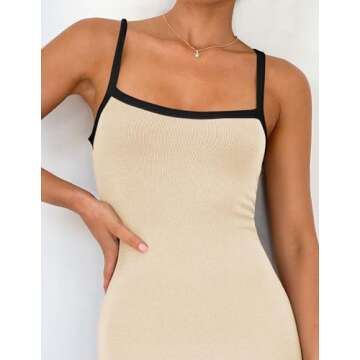 ZESICA Women's Summer Spaghetti Straps Maxi Dress 2024 Sleeveless Square Neck Lightweight Long Beach Dresses,Apricot,Large