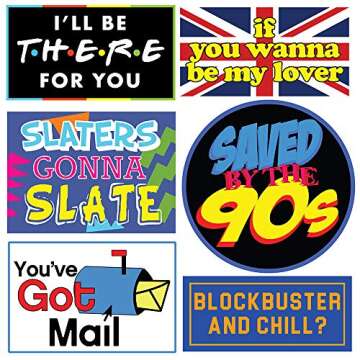 Throwback 90's Photo Booth Prop Set - Funny 1990's Theme Party Decoration, Favors & Supplies