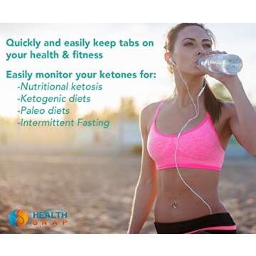HealthSnap Urine Ketosis Test Strips, Quick and Easy Testing for Ketones, 130 Keto Urinalysis Strips - Perfect for Those on a Low Carb, Paleo, or Ketogenic Diet - Free Keto eBook Included