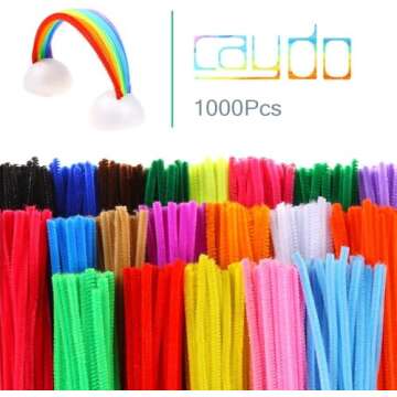 Caydo 1000 Pieces Pipe Cleaners Assorted 20 Colors Chenille Stems Bulk for Kids Art and Crafts Proje...