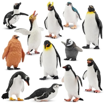 TOYMANY 12PCS Realistic Penguin Figurines - Perfect Gift for Kids