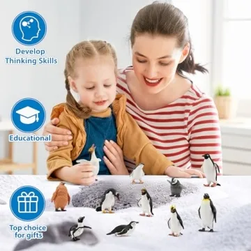 TOYMANY 12PCS Realistic Penguin Figurines Kids Gift