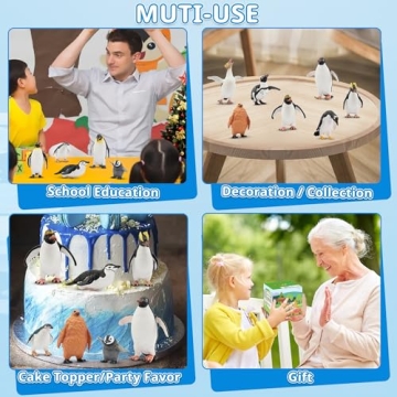 TOYMANY 12PCS Realistic Penguin Figurines Kids Gift