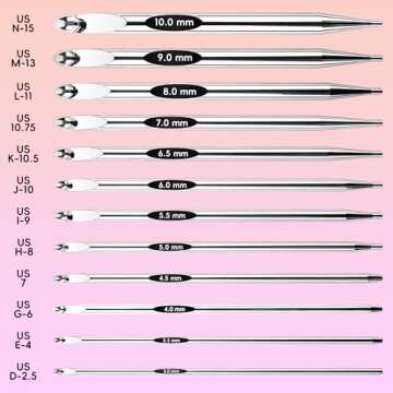 Tunisian Crochet Hooks Set - Tunisian Crochet Hook, Interchangeable Metal Tunisian Crochet Hooks Set with Cable, Tunisian Crochet Hooks, Nickel Plated Aluminum, Ergonomic 3mm-10mm, 26-Piece Set