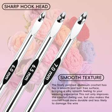 Tunisian Crochet Hooks Set - Tunisian Crochet Hook, Interchangeable Metal Tunisian Crochet Hooks Set with Cable, Tunisian Crochet Hooks, Nickel Plated Aluminum, Ergonomic 3mm-10mm, 26-Piece Set