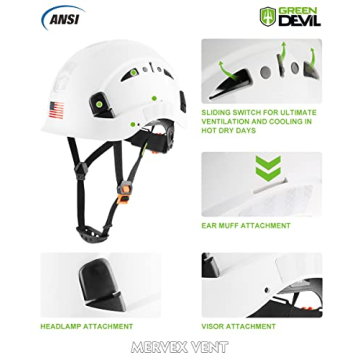 GREEN DEVIL Adjustable Vented Safety Helmet - Lightweight
