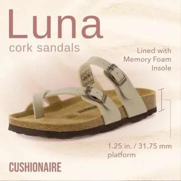 CUSHIONAIRE Women's Comfortable Cork Footbed Sandals