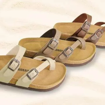 CUSHIONAIRE Women's Stylish Comfortable Cork Footbed Sandals