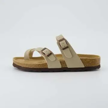 CUSHIONAIRE Women's Stylish Comfortable Cork Footbed Sandals