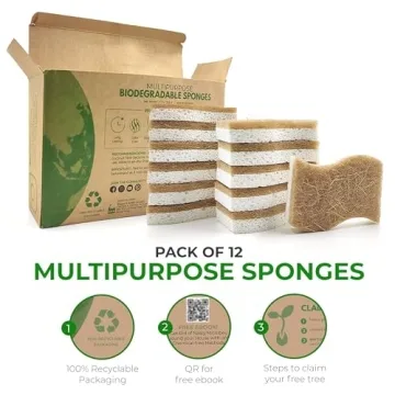 AIRNEX Eco-Friendly Biodegradable Kitchen Sponge Pack of 12