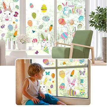Hianjoo Easter Decorations Window Clings Stickers 120 PCS 9 Sheets, Bunny Chick Eggs Stickers for School Home Office Party Accessory Easter Home Party Ornament Holiday Supplies
