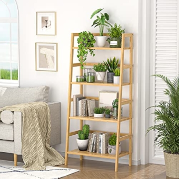 Homykic 4-Tier Bamboo Bookshelf for Small Spaces