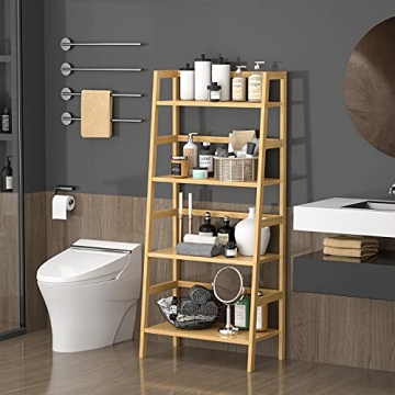 Homykic 4-Tier Bamboo Bookshelf for Small Spaces