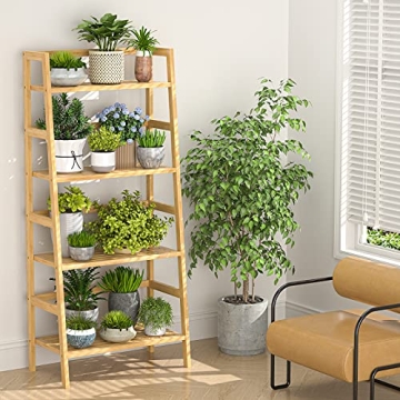 Homykic 4-Tier Bamboo Bookshelf for Small Spaces