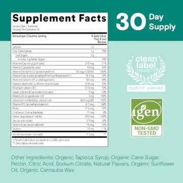 SmartyPants Prenatal Vitamins for Women, Multivitamin Gummies: Pre and Postnatal Vitamins, Biotin, Methylfolate, Vitamin D3, C, Vitamin B12, B6, A, K & Zinc, Inositol, 60 Count (30 Day Supply)