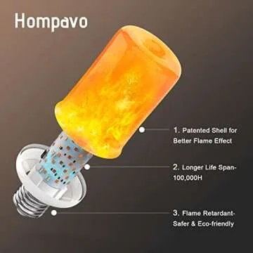 Hompavo LED Flame Light Bulbs with 4 Modes - 4 Pack