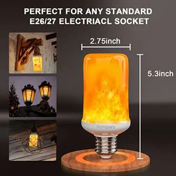 Hompavo LED Flame Light Bulbs with 4 Modes - 4 Pack