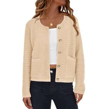 BTFBM Women Cardigan Sweaters Fall Fashion 2024 Button Down Long Sleeve Chunky Knit Open Front Tweed...