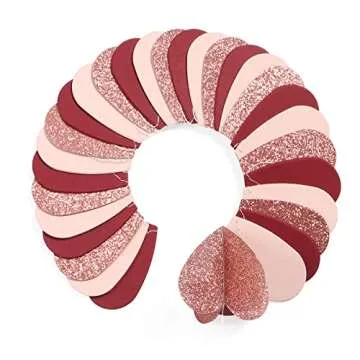 Rose-Gold Pink Burgundy-Red 3D-Heart Garland - 39Ft Valentines Day Party Decorations Hanging Paper S...