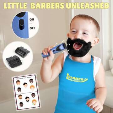 Barber Shop Pretend Play Toy, Kids Hair Salon Toys, Kids Shaving Kit for Boys Ages 3+ with Blow Drye...