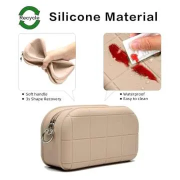 LuBanOne Silicone Makeup Bag Travel Cosmetic Bag Stuff Bag Makeup Pouch Cute Makeup Organizer Versatile Zipper Pouch For Women (Khaki 2)