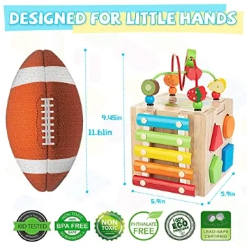 Bravmate 8-in-1 Wooden Activity Cube for Toddlers