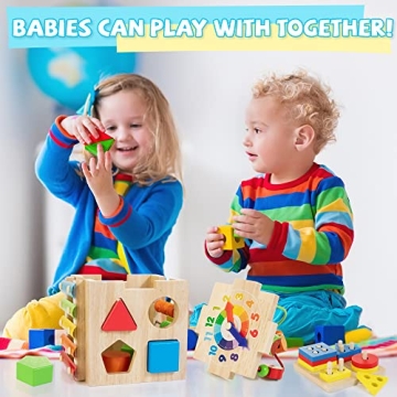 Bravmate 8-in-1 Wooden Activity Cube for Toddlers