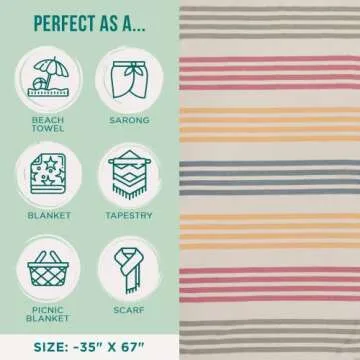 Sand Cloud Beach Towel - Sand Free - 100% Organic Turkish Cotton Yarn - Quick Dry Towel for Beach, Picnic, Blanket or Bath - As Seen on Shark Tank - Natu Honey