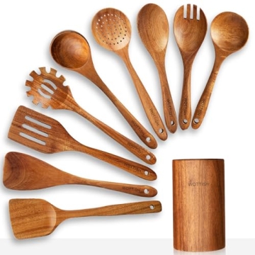 10-Piece Wooden Cooking Utensil Set - Eco-Friendly Kitchen Tools