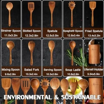 10-Piece Wooden Cooking Utensil Set for Every Chef