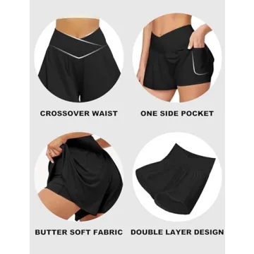 FireSwan Women's Crossover Running Shorts with Pockets