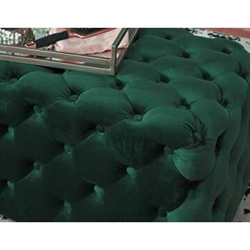 Signature Design by Ashley Lister Contemporary Velvet Upholstered Tufted Accent Ottoman, Green