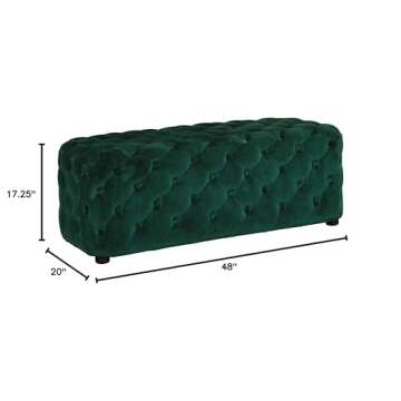 Signature Design by Ashley Lister Contemporary Velvet Upholstered Tufted Accent Ottoman, Green