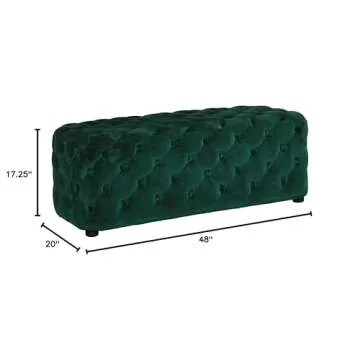 Signature Design by Ashley Lister Contemporary Velvet Upholstered Tufted Accent Ottoman, Green