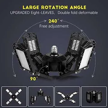 2 Pack LED Garage Light,Super Bright Screw in E26/E27 Ceiling Shop Work Lamp, 200W 20000 Lumen Deformable Basement Bulb Fixture with 8 Adjustable Panels