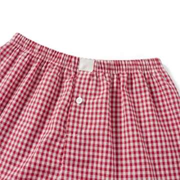 Women Pajamas Shorts Micro Boxer Shorts Y2K Cute Gingham Sleep Lounge Shorts Checkered Plaid Button Pj Mini Shorts (Red, M)