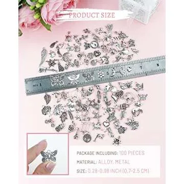 JIALEEY Wholesale Bulk Lots Jewelry Making Silver Charms Mixed Smooth Tibetan Silver Metal Charms Pe...