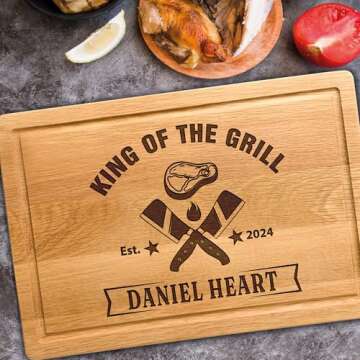 The Grillfather Wood Cutting Board, Men Christmas Gift Idea, BBQ Gift, Personalized Gift for Men, Da...