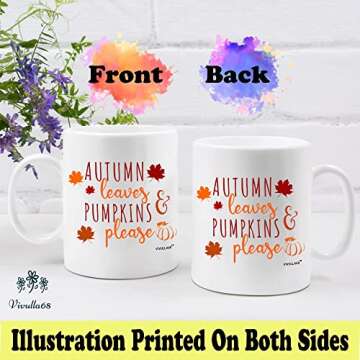 Vivulla68 Autumn Leaves and Pumpkin Please 11oz Mug Sweater Weather Coffee Mug Fall Coffee Mug Cups ...