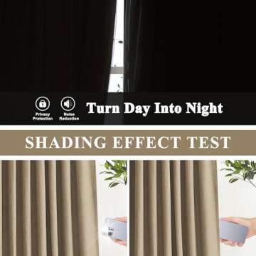 Vision Home Brown Pinch Pleated Full Blackout Curtains Linen Blended Room Darkening Window Curtains 102 inch for Living Room Bedroom Thermal Insulated Pinch Pleat Drapes with Hooks 40" Wx102 Lx2